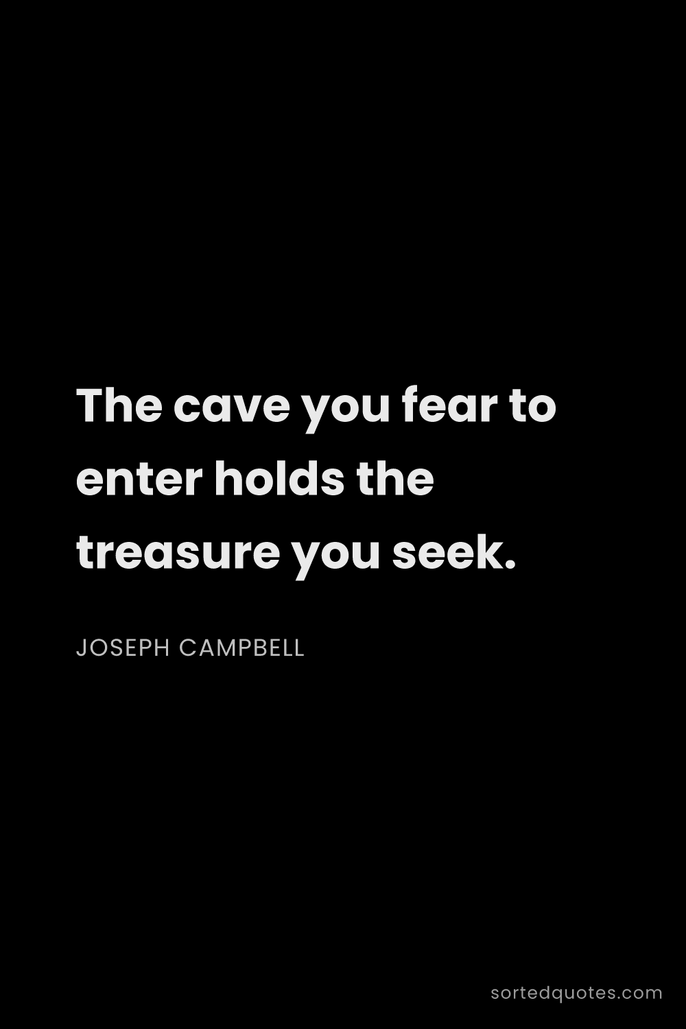 Quote by Joseph Campbell: "The cave you fear to enter holds the treasure you ..."