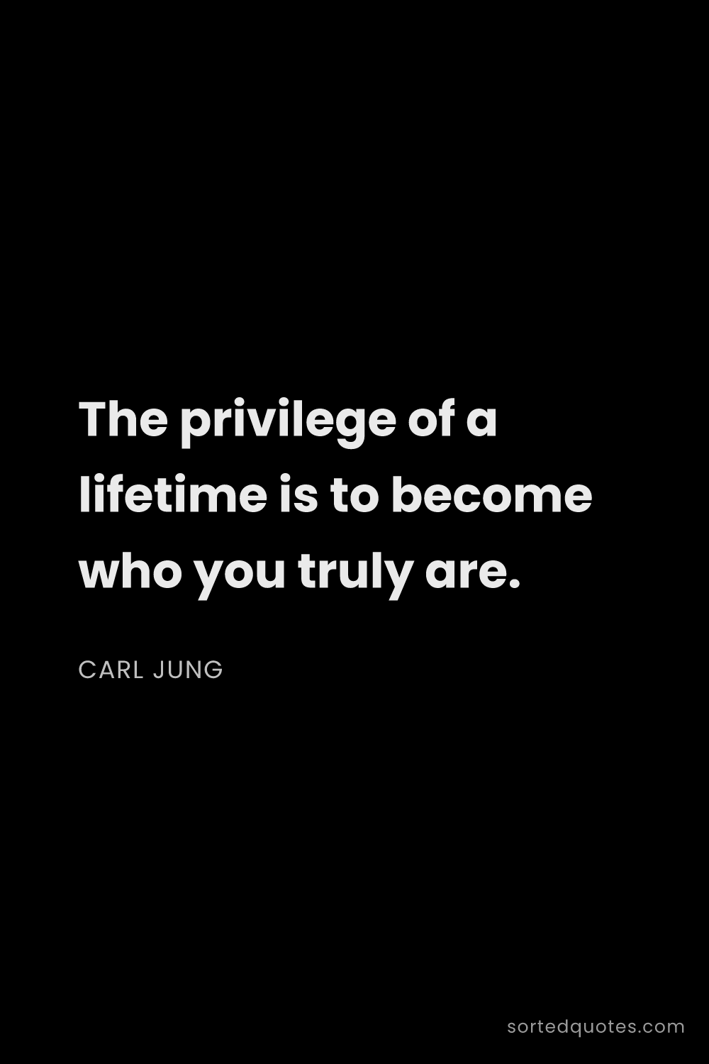 Quote by Carl Jung: "The privilege of a lifetime is to become who you t..."