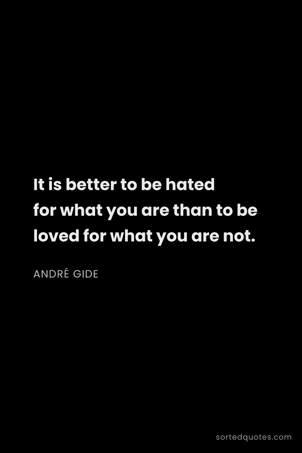Quote by André Gide: "It is better to be hated for what you are than to ..."