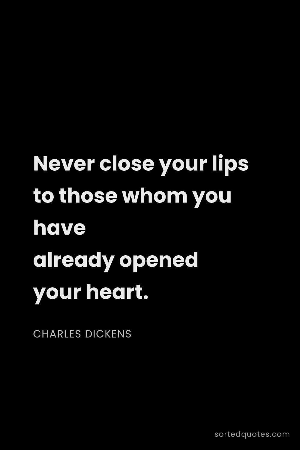 Quote by Charles Dickens: "Never close your lips to those whom you have alrea..."