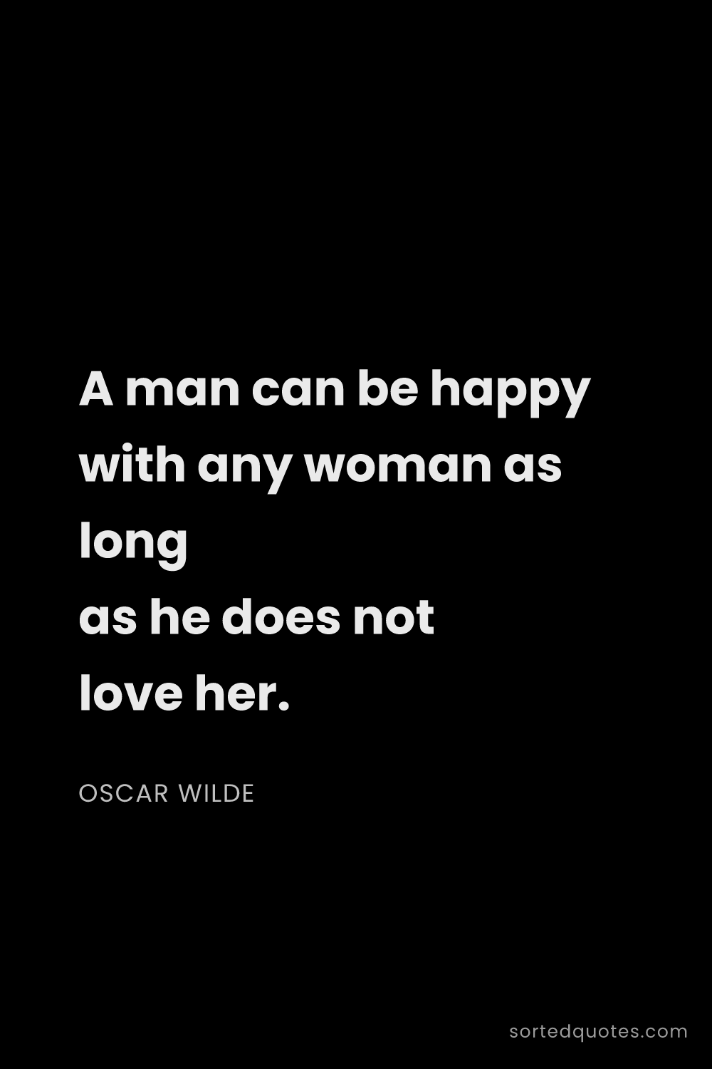 Quote by Oscar Wilde: "A man can be happy with any woman as long as he do..."