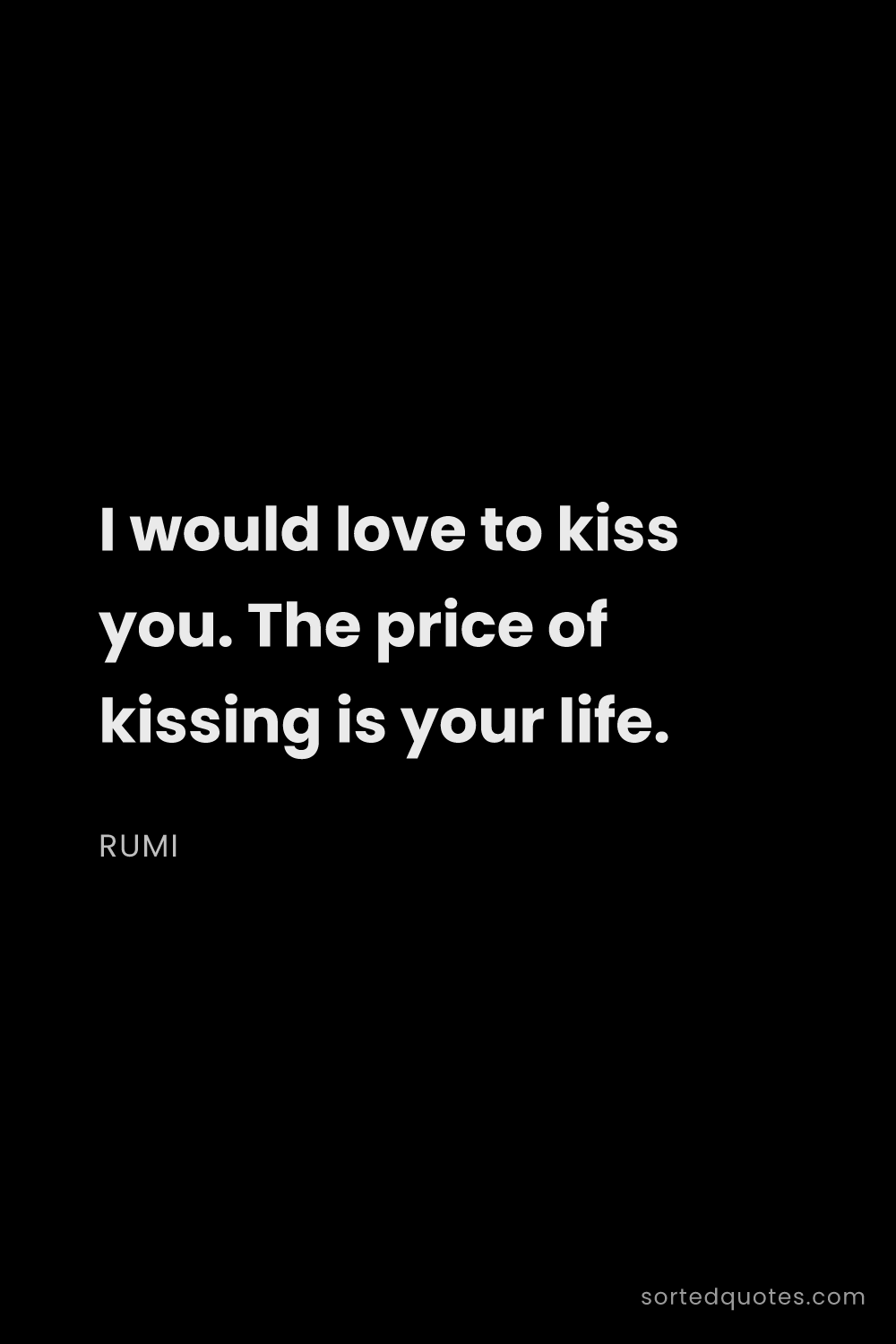 Quote by Rumi: "I would love to kiss you. The price of kissing is ..."