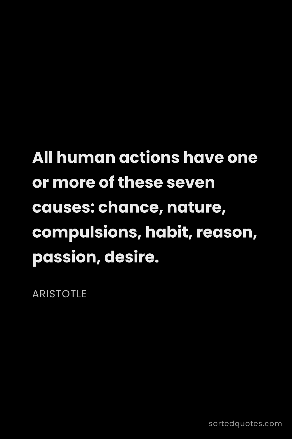 Quote by Aristotle: "All human actions have one or more of these seven ..."