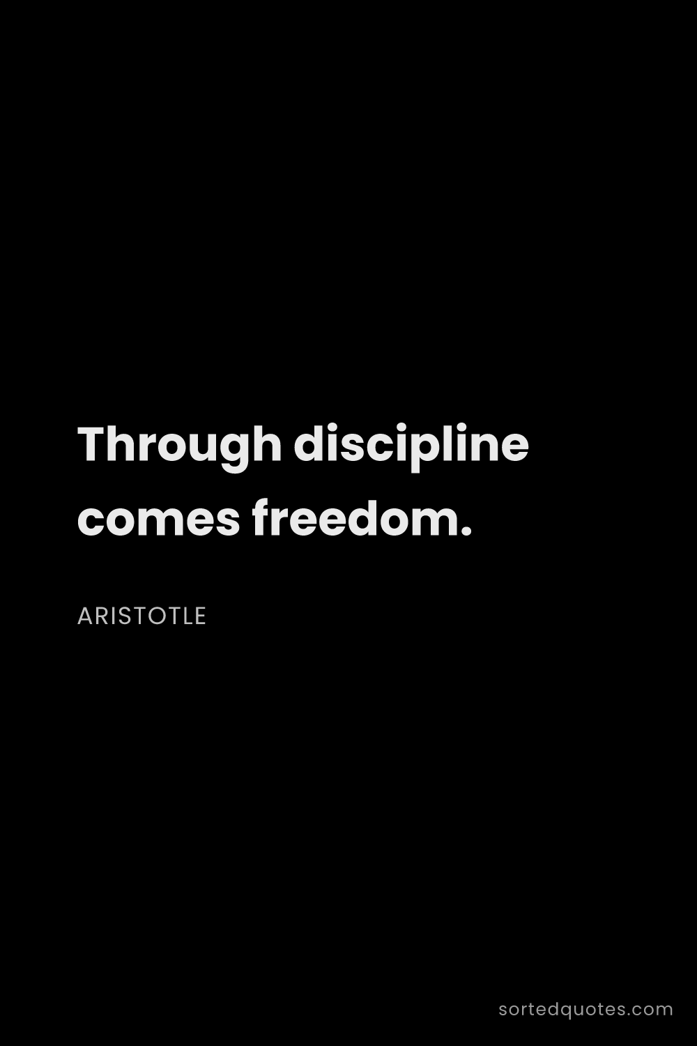 Quote by Aristotle: "Through discipline comes freedom...."
