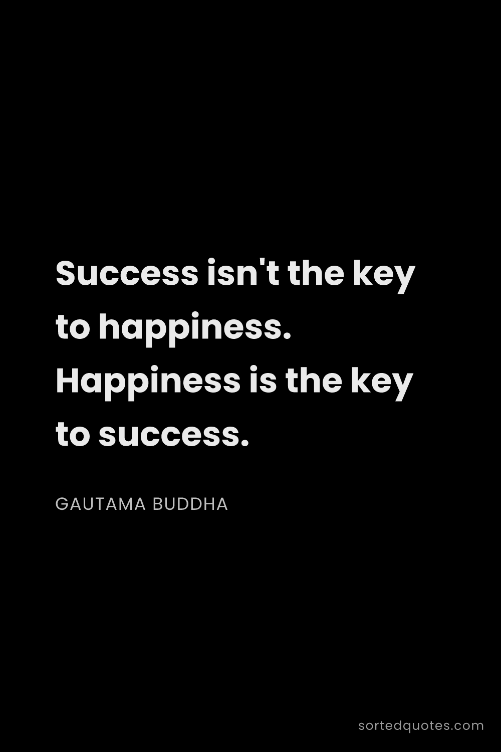 Quote by Gautama Buddha: "Success isn't the key to happiness. Happiness is t..."