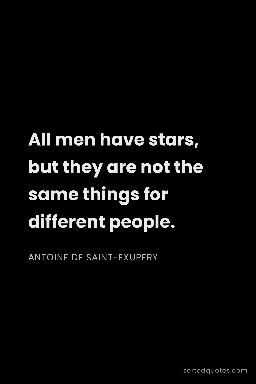 Quote by Antoine de Saint-Exupery: "All men have stars, but they are not the same thin..."