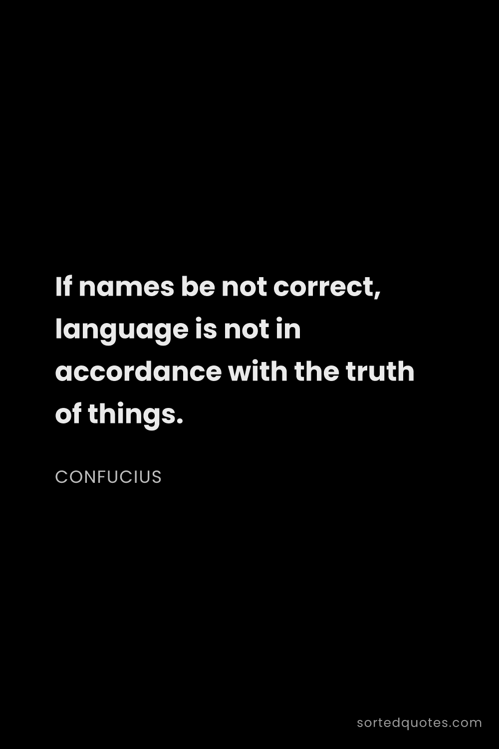 Quote by Confucius: "If names be not correct, language is not in accord..."