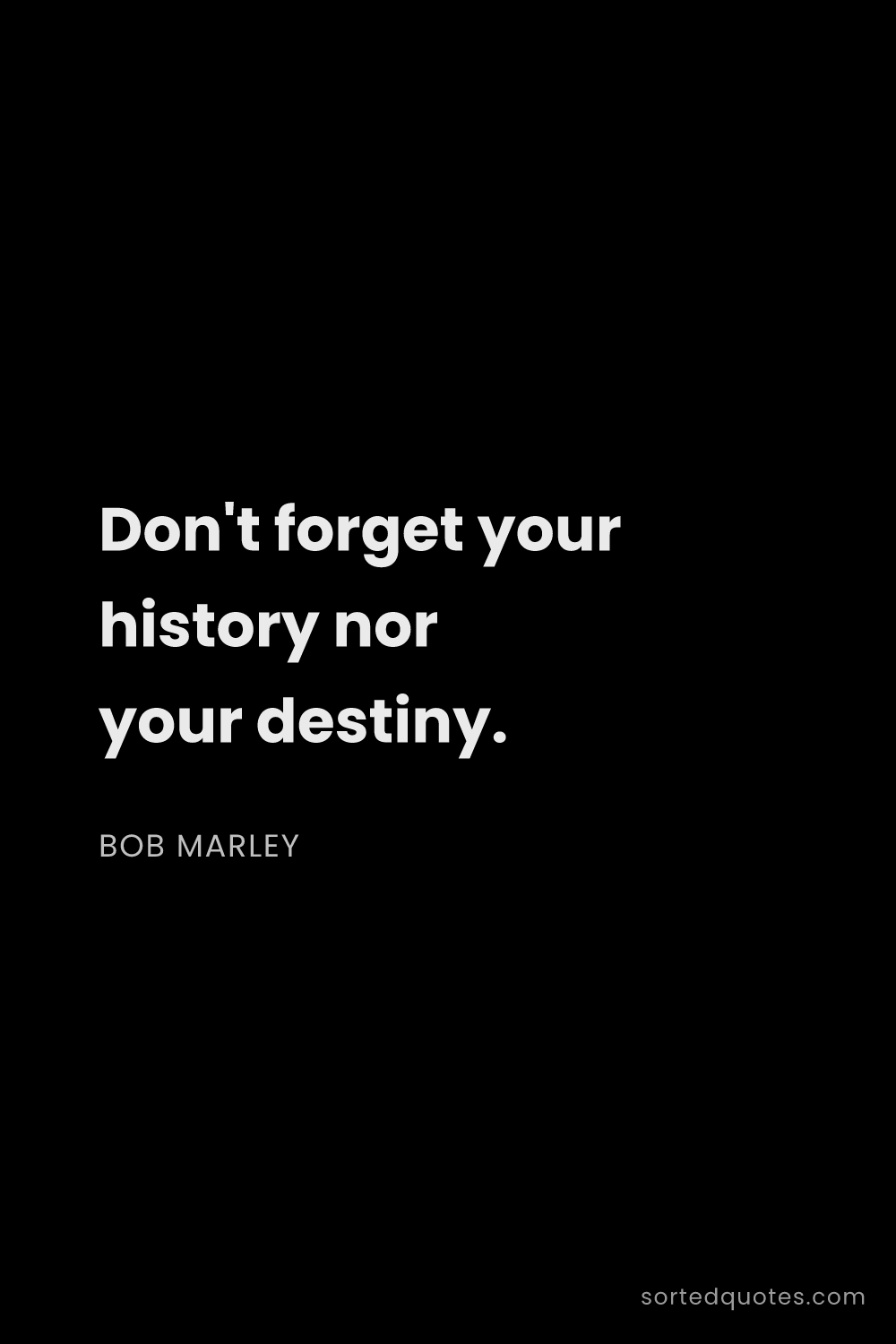 Quote by Bob Marley: "Don't forget your history nor your destiny...."