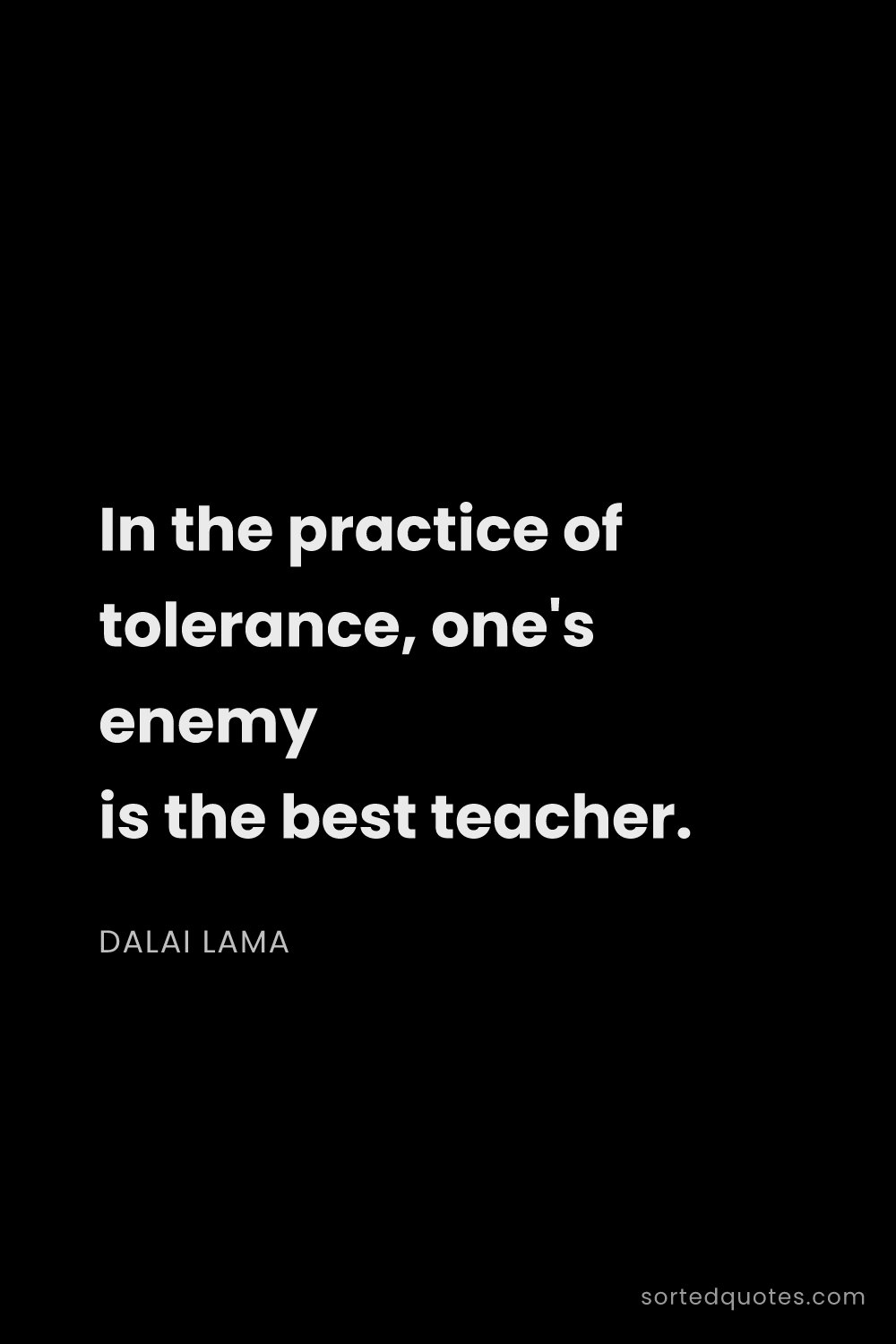 Quote by Dalai Lama: "In the practice of tolerance, one's enemy is the b..."
