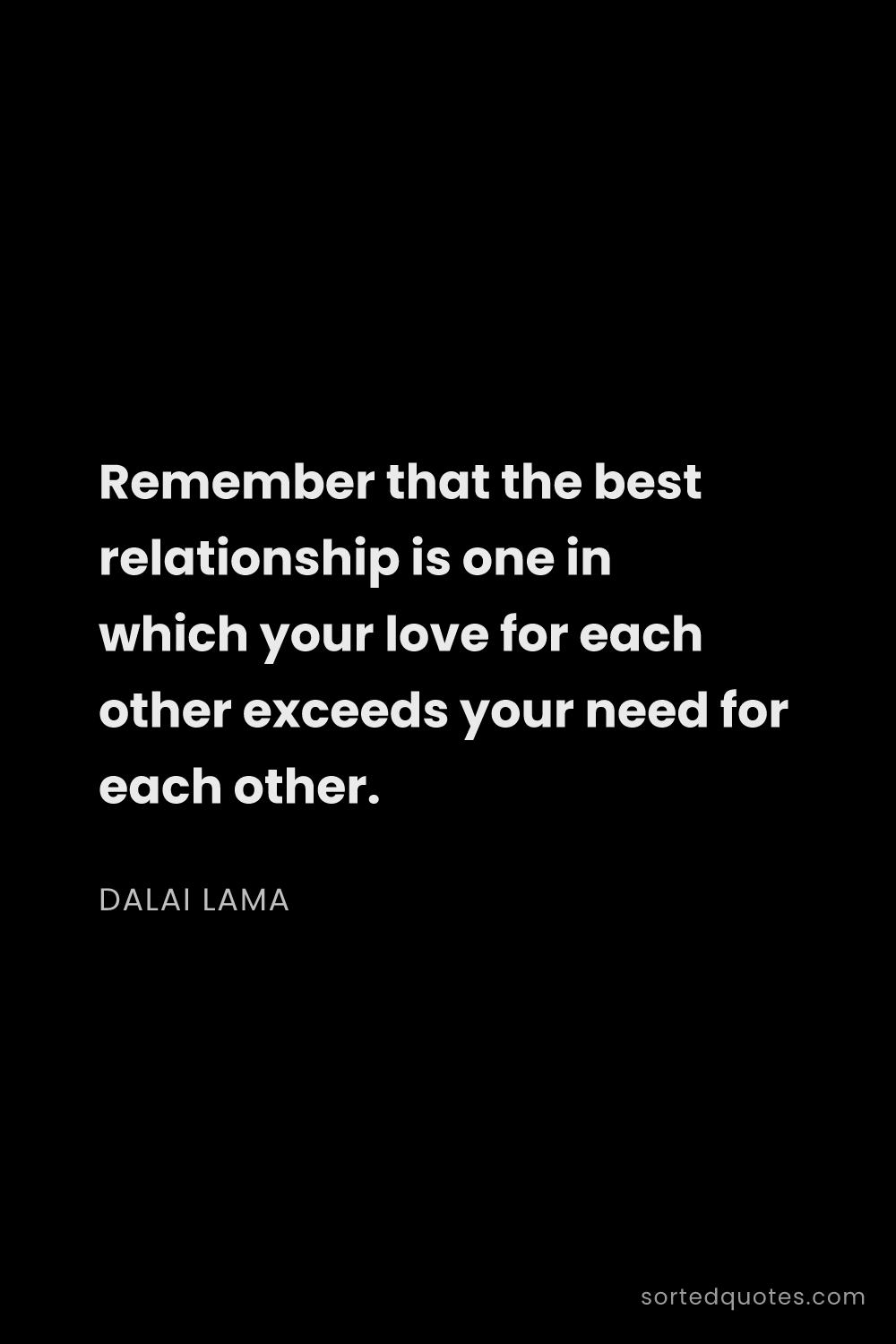 Quote by Dalai Lama: "Remember that the best relationship is one in whic..."