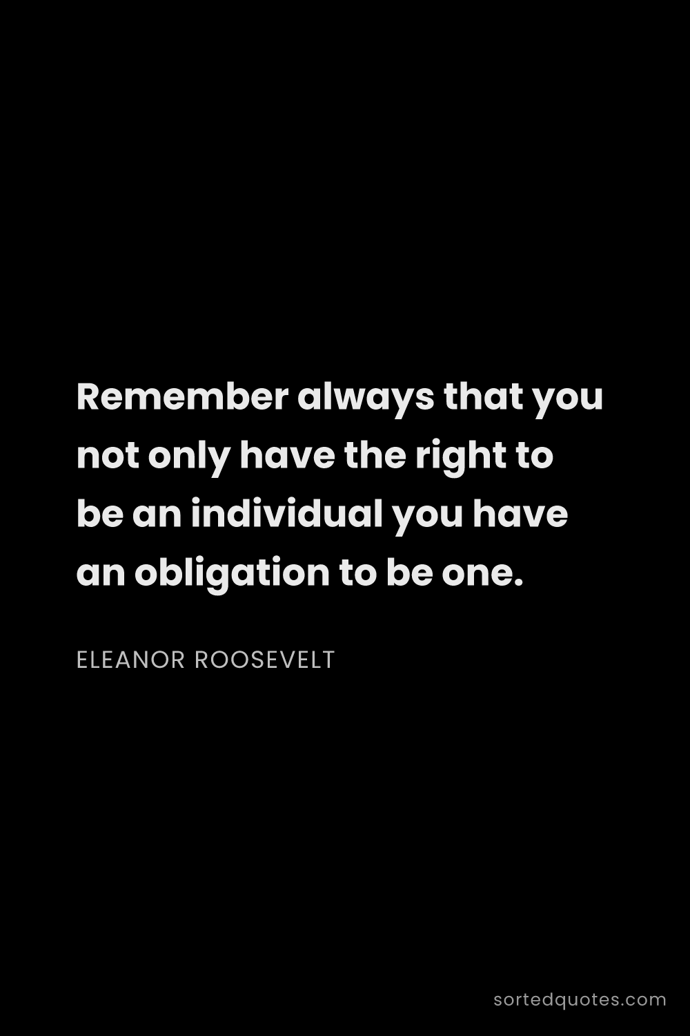 Quote by Eleanor Roosevelt: "Remember always that you not only have the right t..."