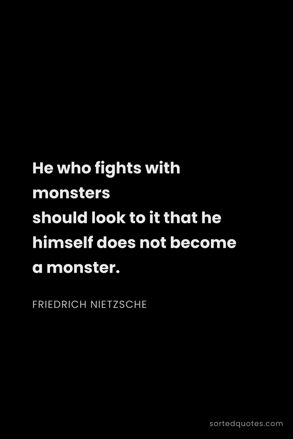 Quote by Friedrich Nietzsche: "He who fights with monsters should look to it that..."