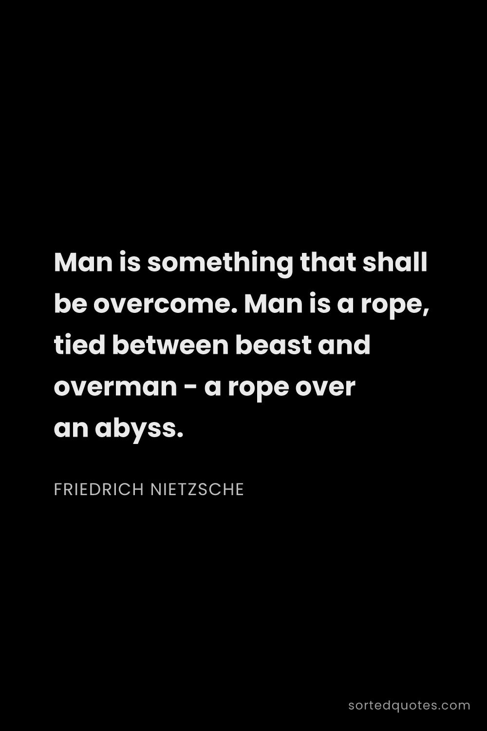 Quote by Friedrich Nietzsche: "Man is something that shall be overcome. Man is a ..."