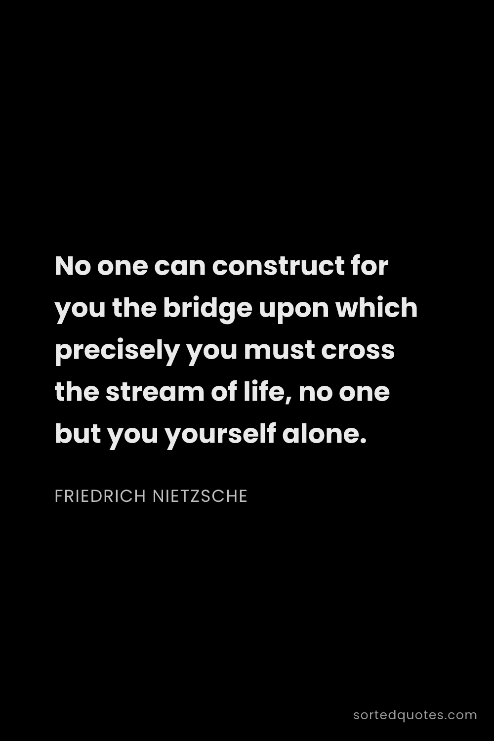Quote by Friedrich Nietzsche: "No one can construct for you the bridge upon which..."