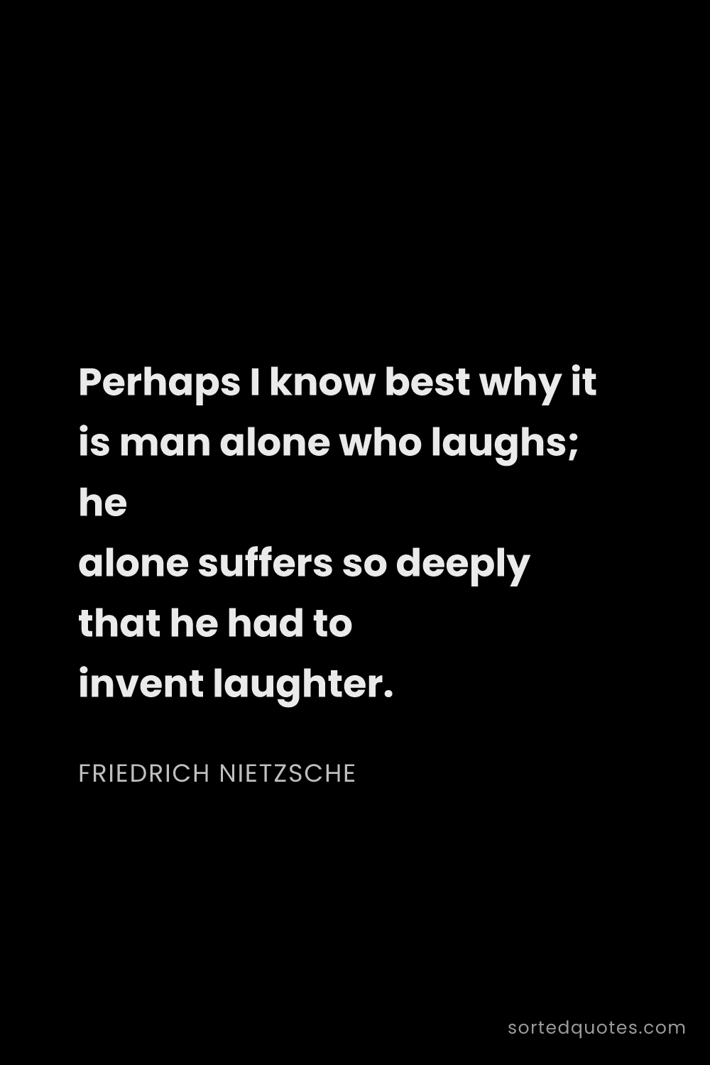 Quote by Friedrich Nietzsche: "Perhaps I know best why it is man alone who laughs..."