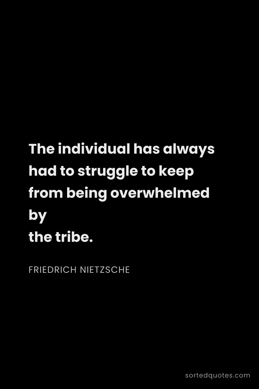 Quote by Friedrich Nietzsche: "The individual has always had to struggle to keep ..."
