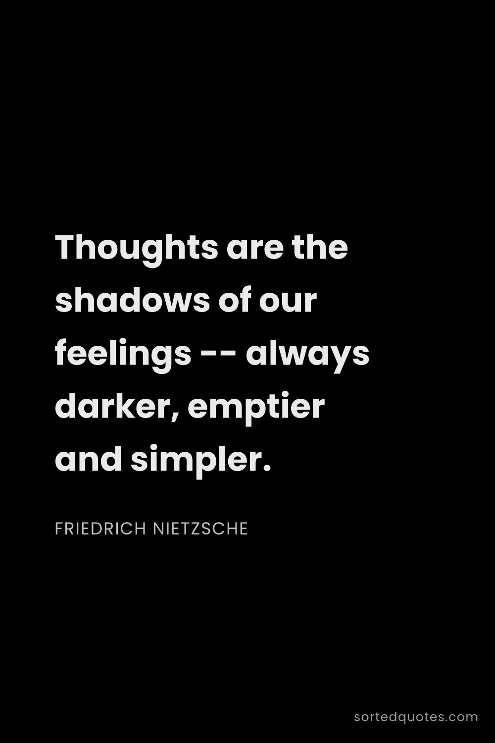 Quote by Friedrich Nietzsche: "Thoughts are the shadows of our feelings -- always..."