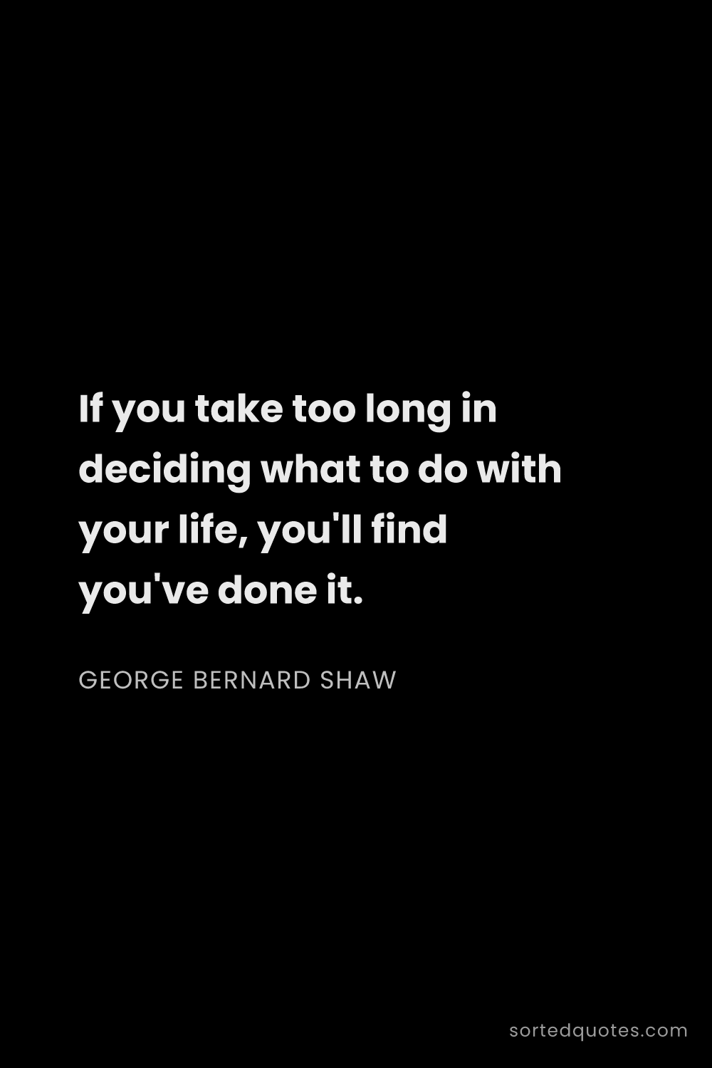 Quote by George Bernard Shaw: "If you take too long in deciding what to do with y..."