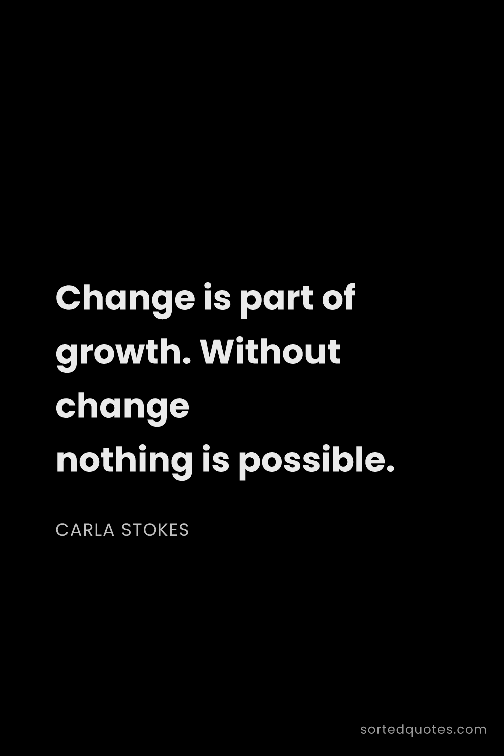Quote by Carla Stokes: "Change is part of growth. Without change nothing i..."