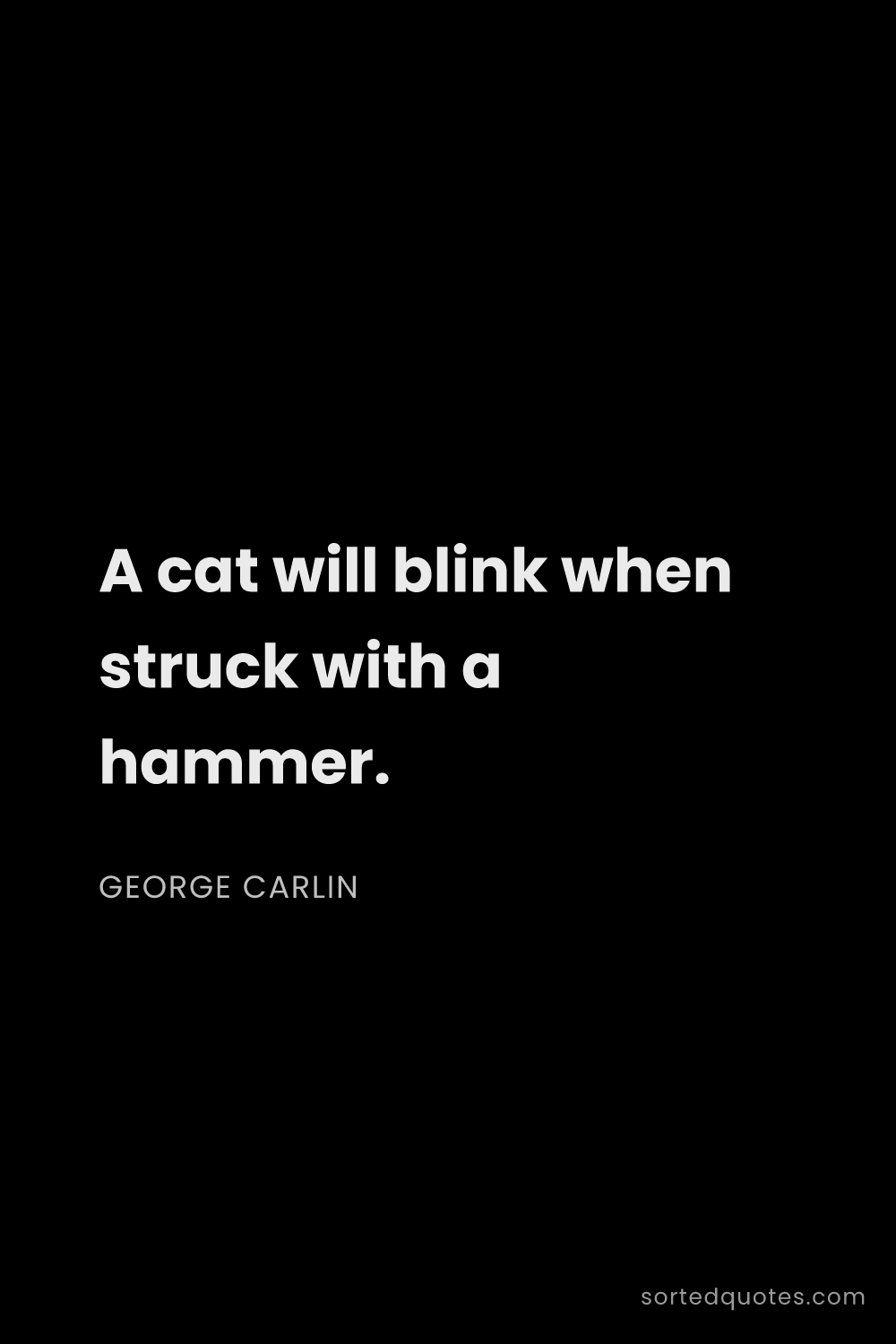 Quote by George Carlin: "A cat will blink when struck with a hammer...."