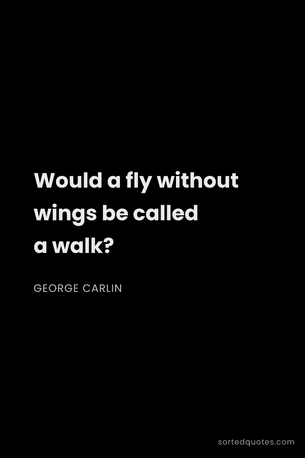 Quote by George Carlin: "Would a fly without wings be called a walk?..."