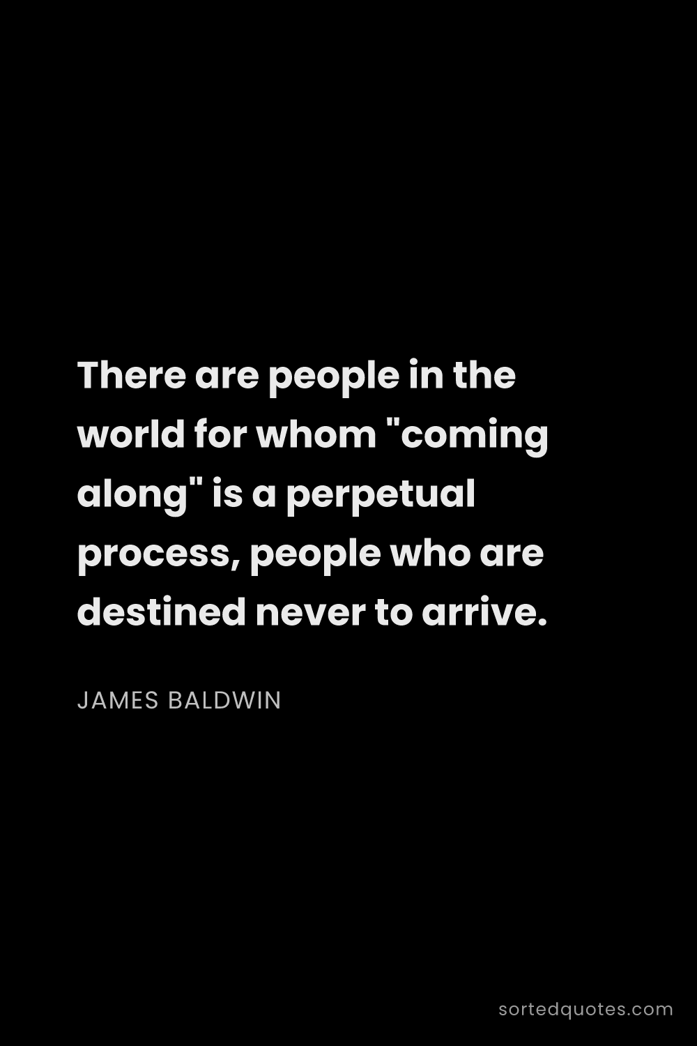 Quote by James Baldwin: "There are people in the world for whom "coming alo..."
