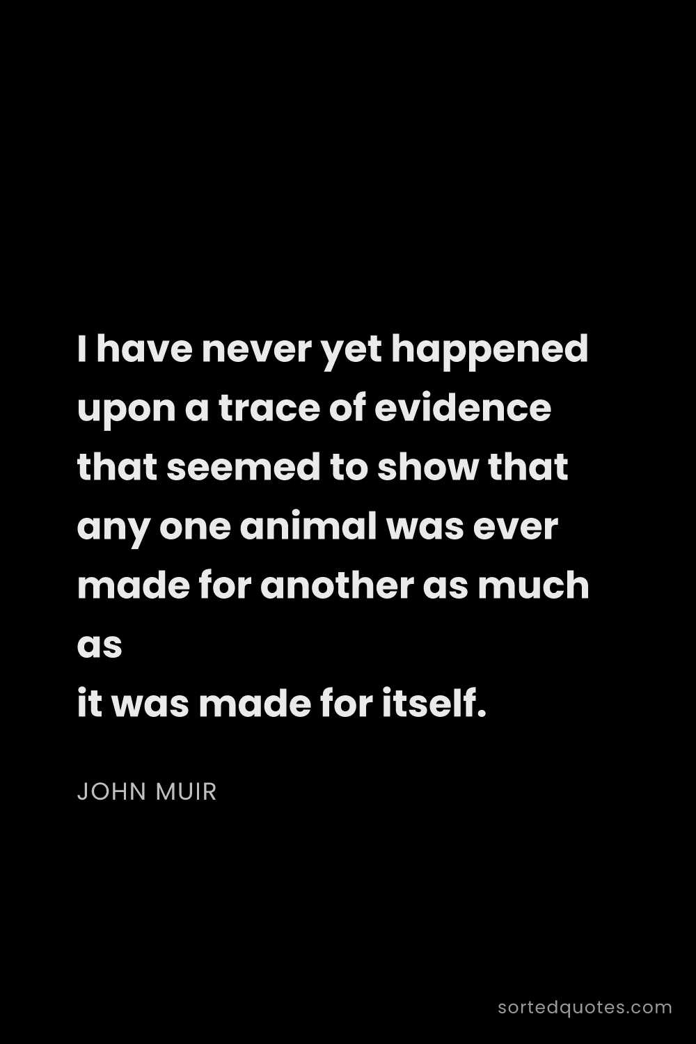 Quote by John Muir: "I have never yet happened upon a trace of evidence..."