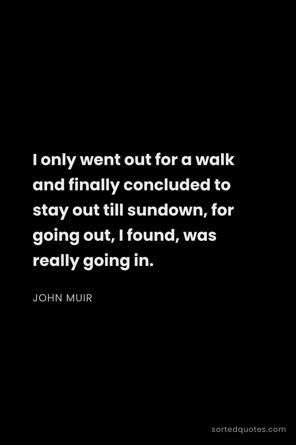 Quote by John Muir: "I only went out for a walk and finally concluded t..."