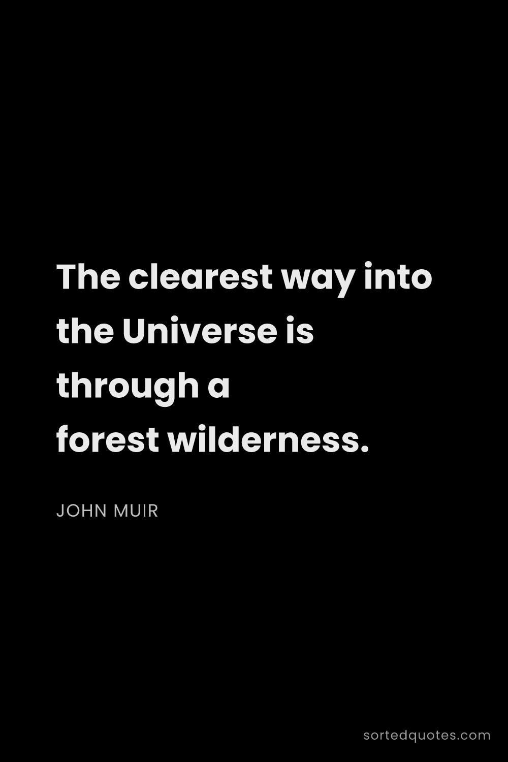 Quote by John Muir: "The clearest way into the Universe is through a fo..."