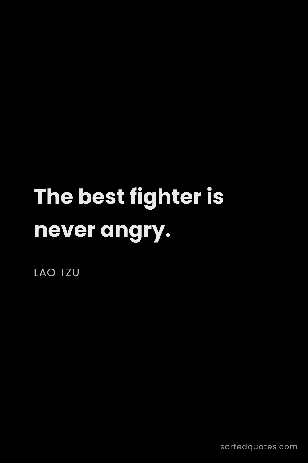 Quote by Lao Tzu: "The best fighter is never angry...."