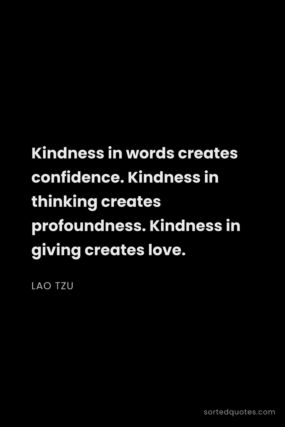 Quote by Lao Tzu: "Kindness in words creates confidence. Kindness in ..."