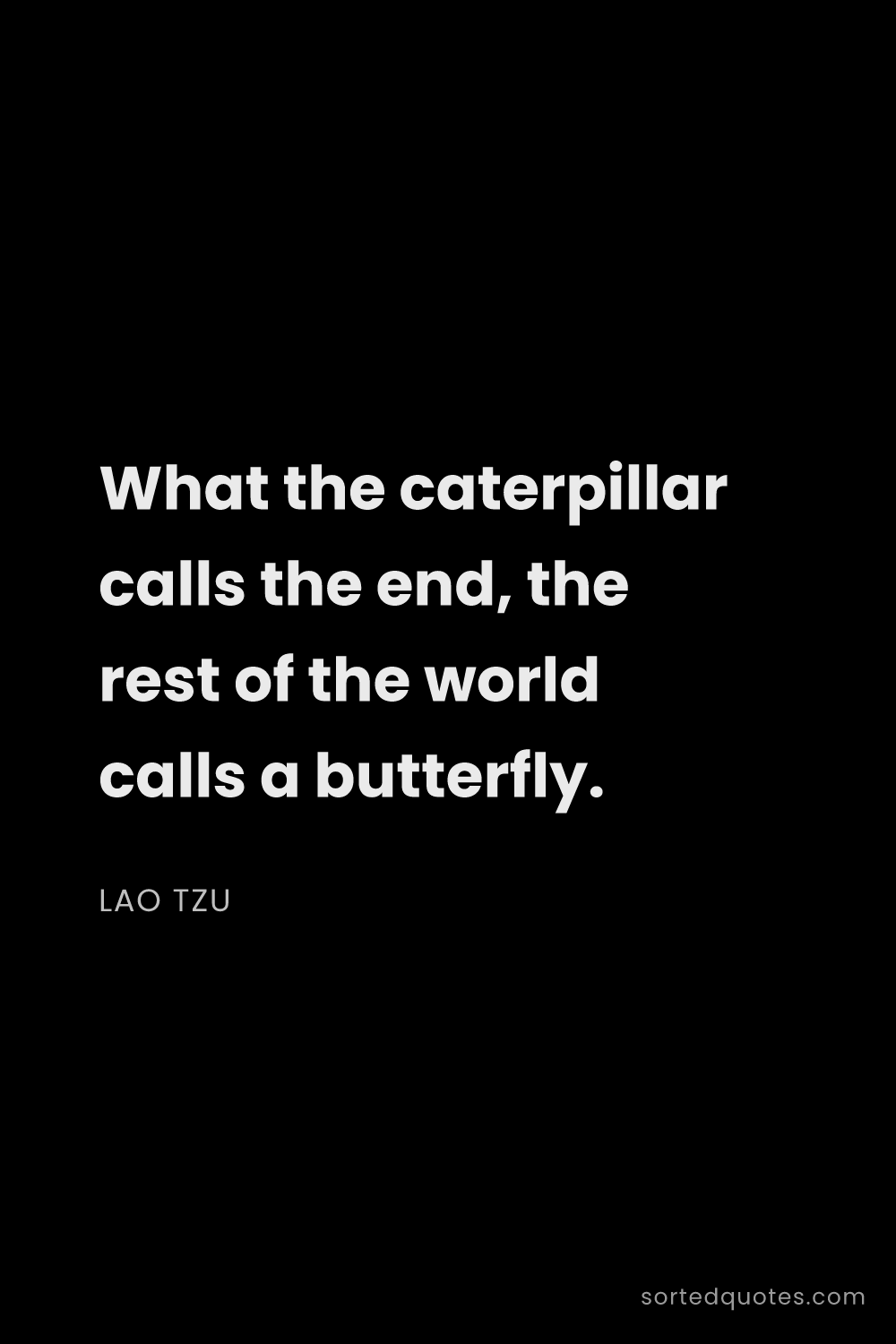 Quote by Lao Tzu: "What the caterpillar calls the end, the rest of th..."