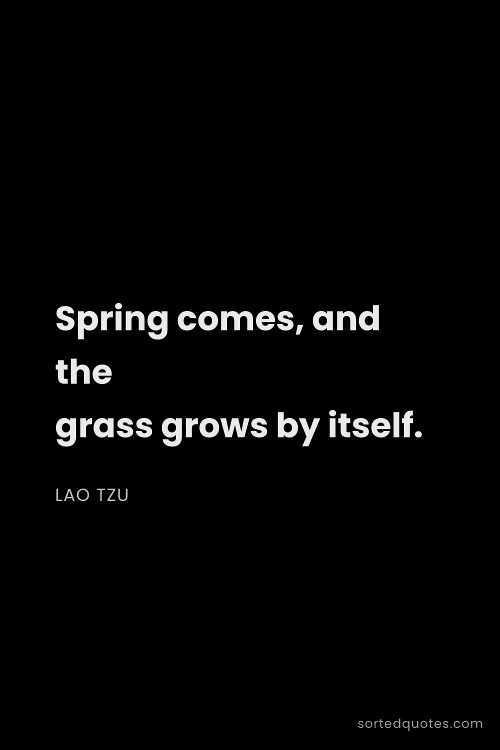 Quote by Lao Tzu: "Spring comes, and the grass grows by itself...."