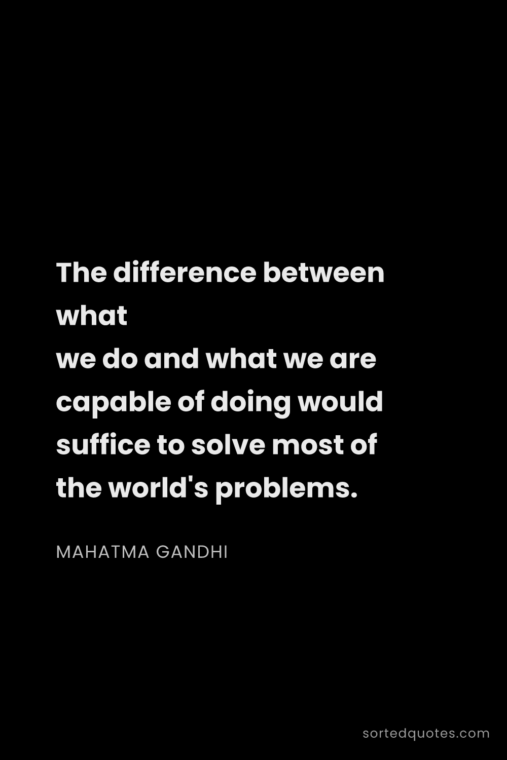 Quote by Mahatma Gandhi: "The difference between what we do and what we are ..."