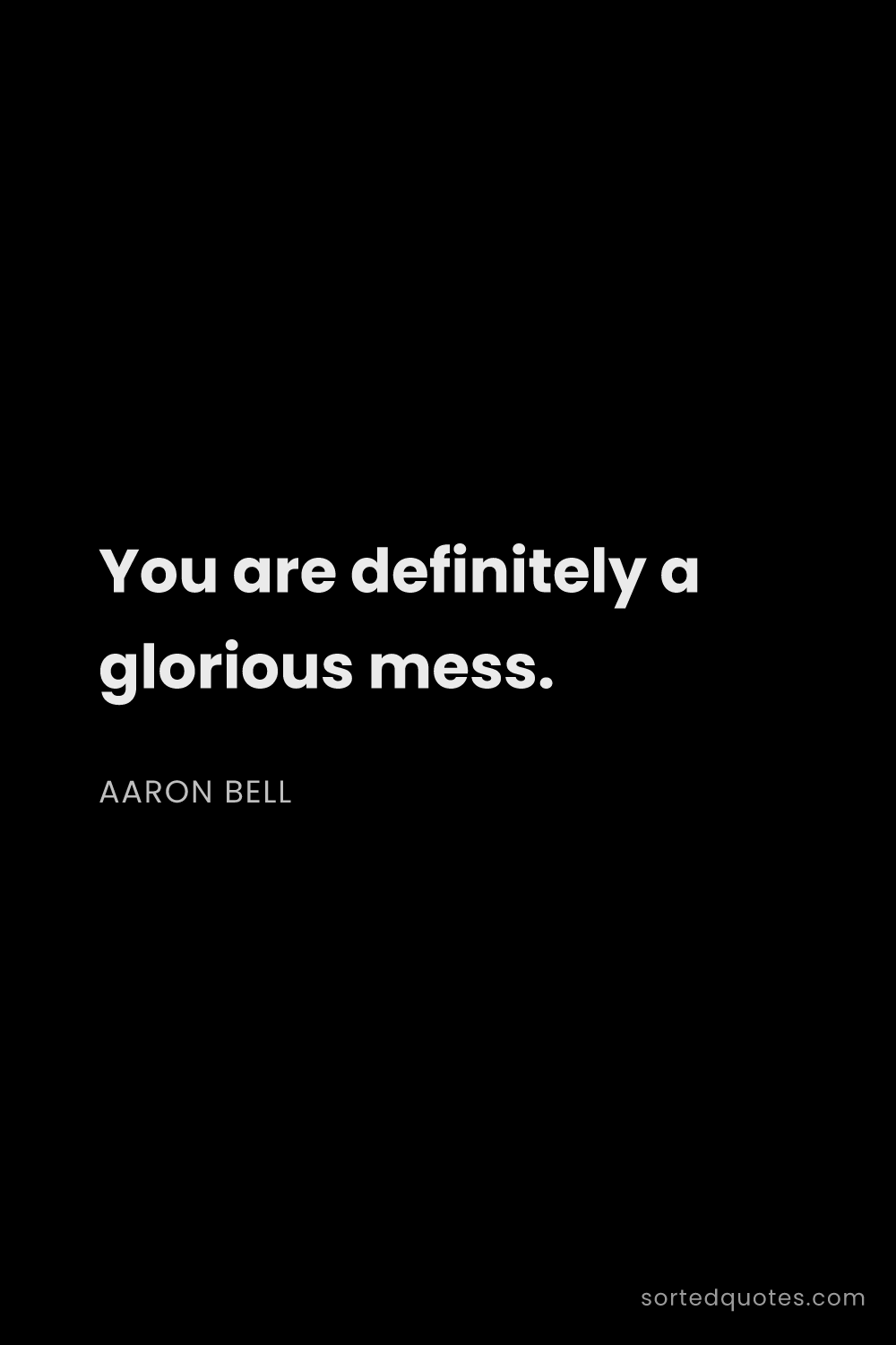 Quote by Aaron Bell: "You are definitely a glorious mess...."