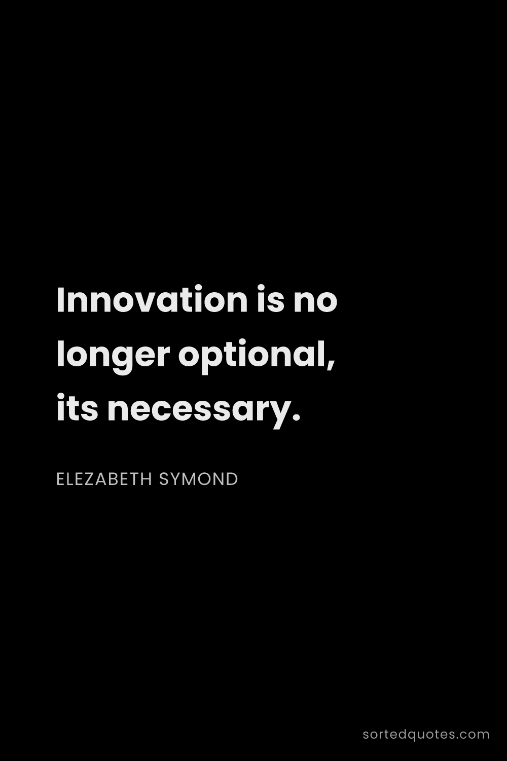 Quote by Elezabeth Symond: "Innovation is no longer optional, its necessary...."