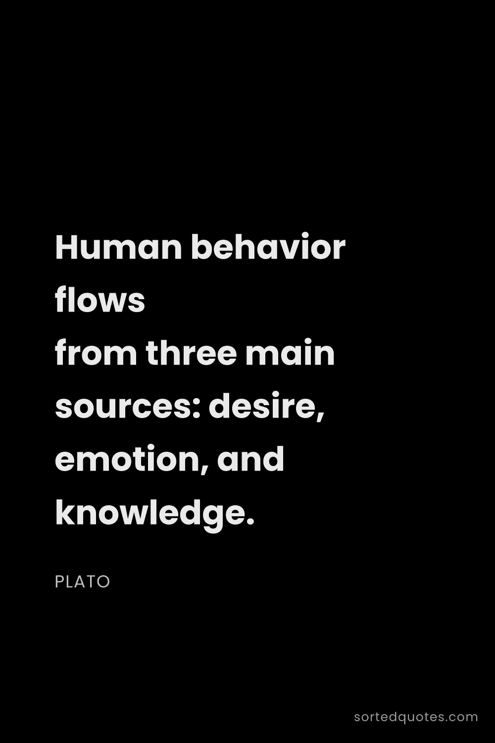 Quote by Plato: "Human behavior flows from three main sources: desi..."