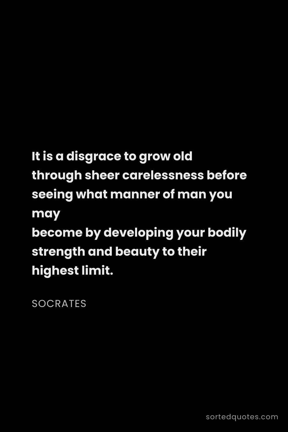 Quote by Socrates: "It is a disgrace to grow old through sheer careles..."