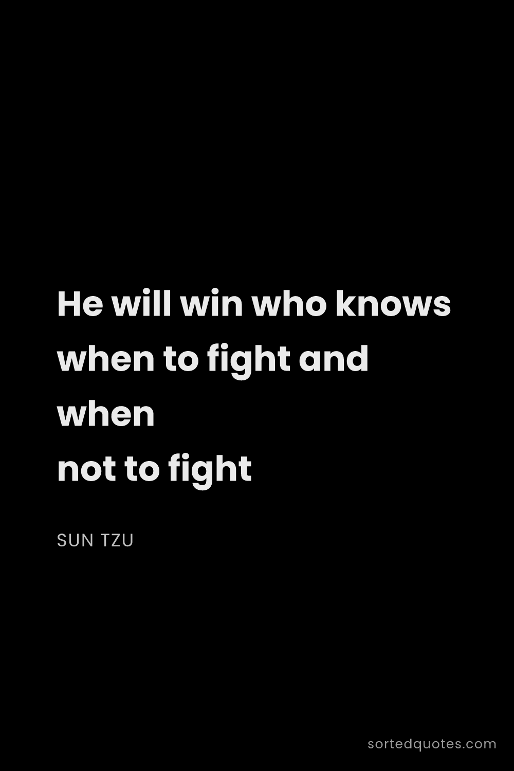 Quote by Sun Tzu: "He will win who knows when to fight and when not t..."