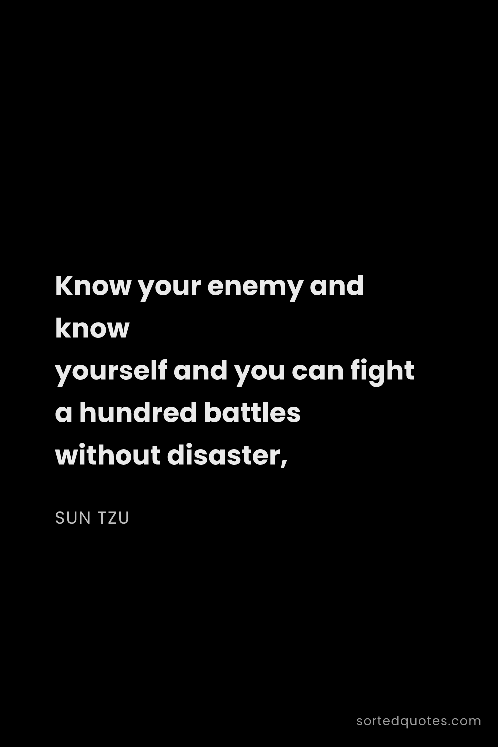 Quote by Sun Tzu: "Know your enemy and know yourself and you can figh..."