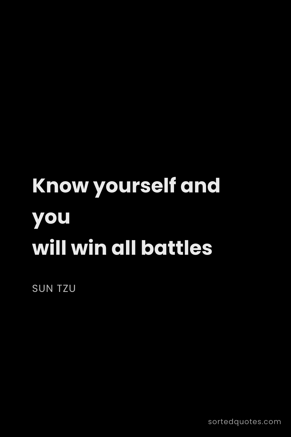 Quote by Sun Tzu: "Know yourself and you will win all battles..."