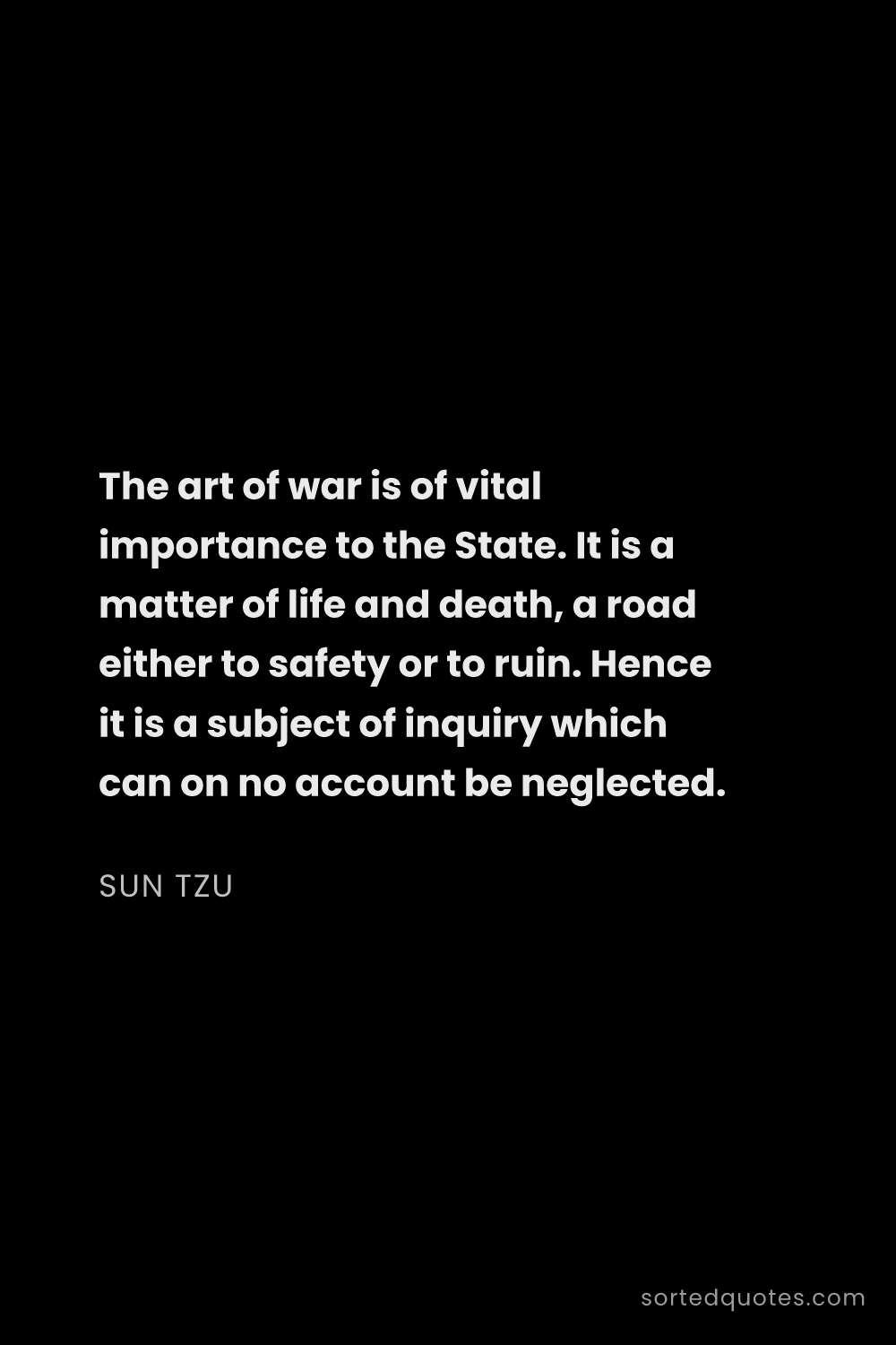 Quote by Sun Tzu: "The art of war is of vital importance to the State..."