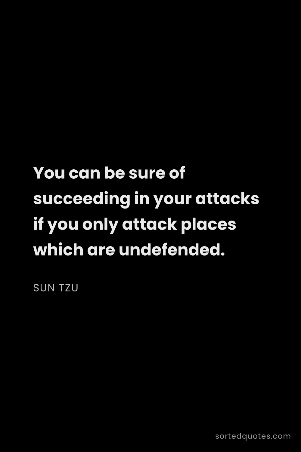 Quote by Sun Tzu: "You can be sure of succeeding in your attacks if y..."