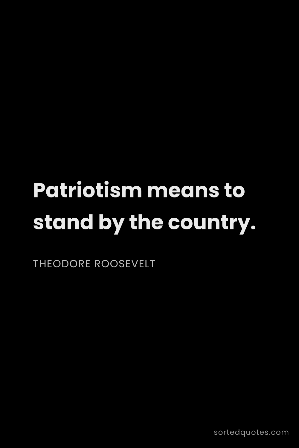 Quote by Theodore Roosevelt: "Patriotism means to stand by the country...."