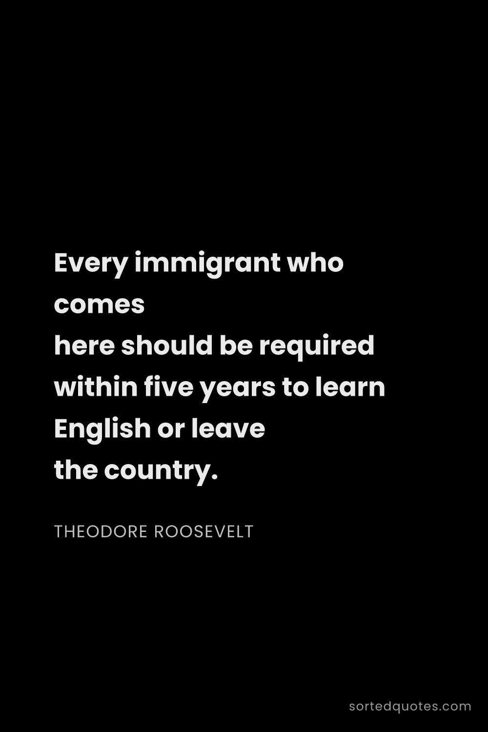 Quote by Theodore Roosevelt: "Every immigrant who comes here should be required ..."