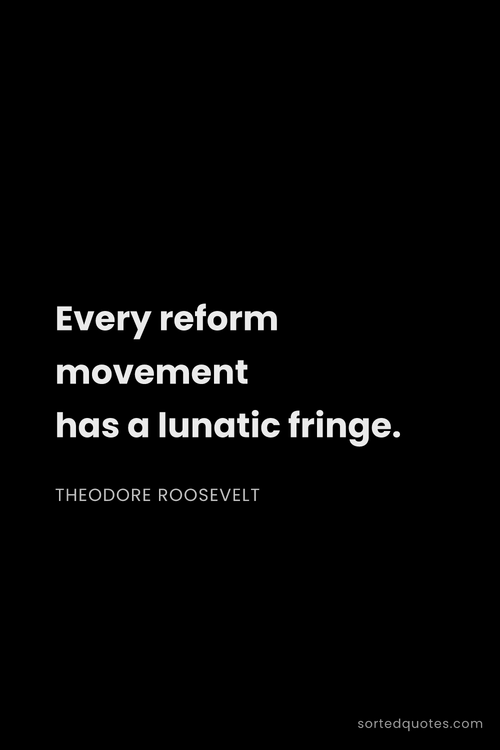 Quote by Theodore Roosevelt: "Every reform movement has a lunatic fringe...."