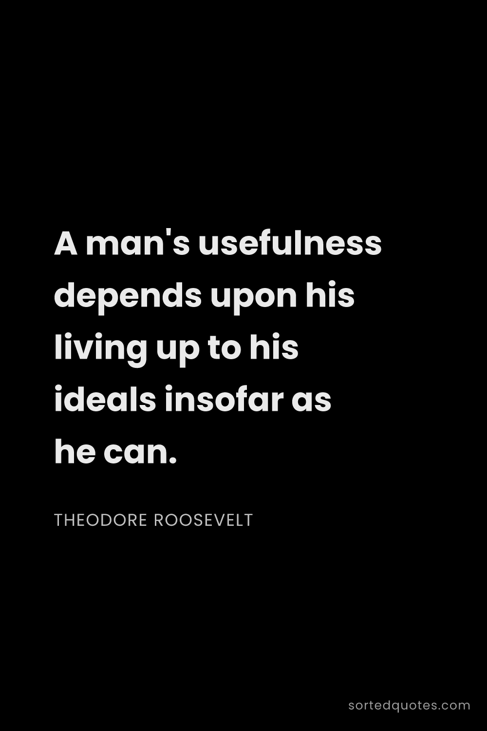 Quote by Theodore Roosevelt: "A man's usefulness depends upon his living up to h..."