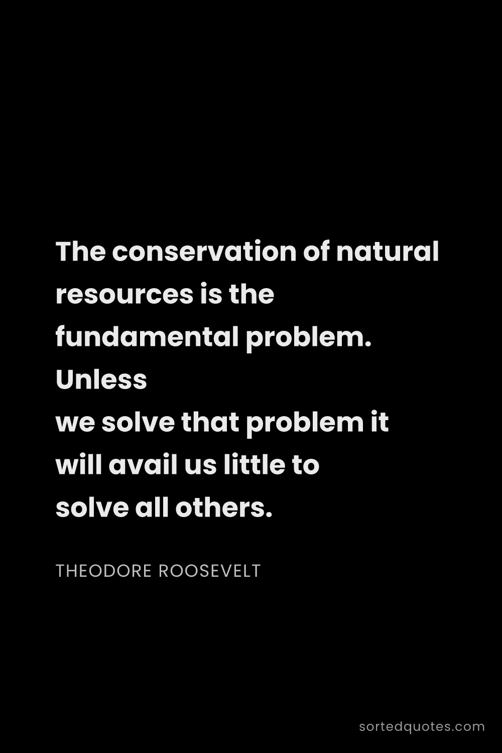 Quote by Theodore Roosevelt: "The conservation of natural resources is the funda..."
