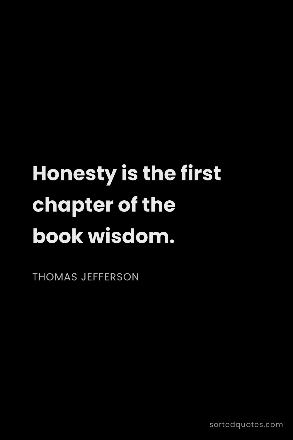 Quote by Thomas Jefferson: "Honesty is the first chapter of the book wisdom...."