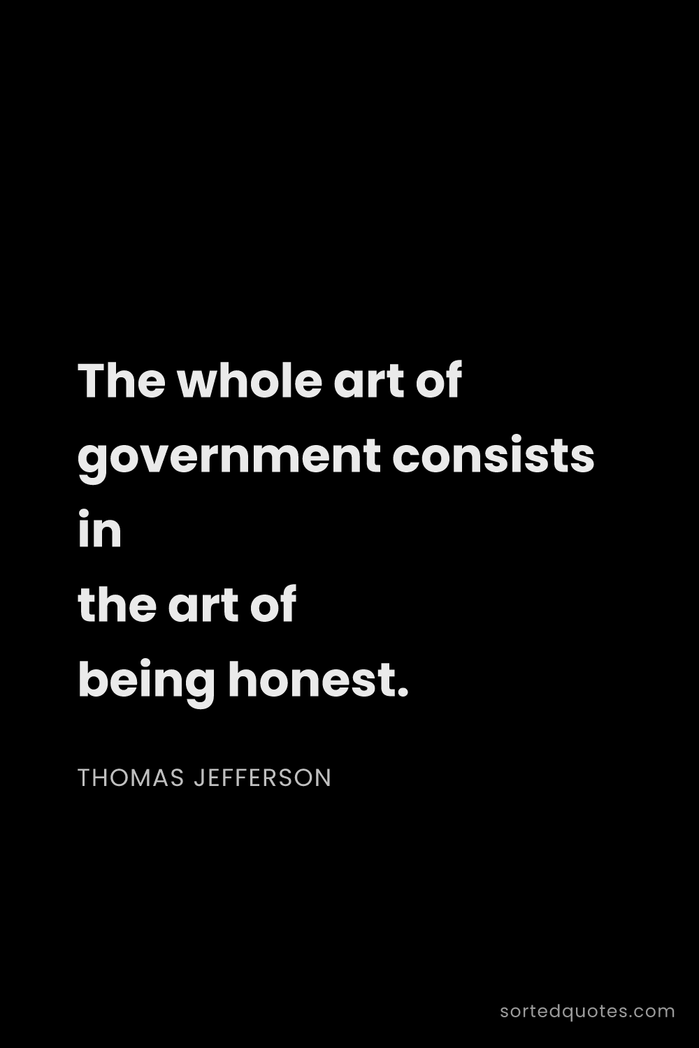 Quote by Thomas Jefferson: "The whole art of government consists in the art of..."